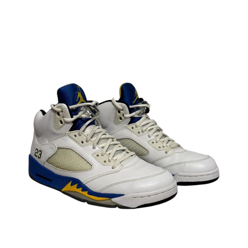 Air Jordan 5 Retro Laney JSP White Varsity Royal Maize CD2720-100 Mens High Top